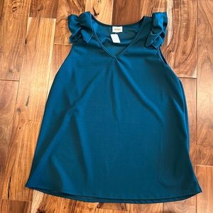 Women’s Dark Green Ruffled Sleeveless Top